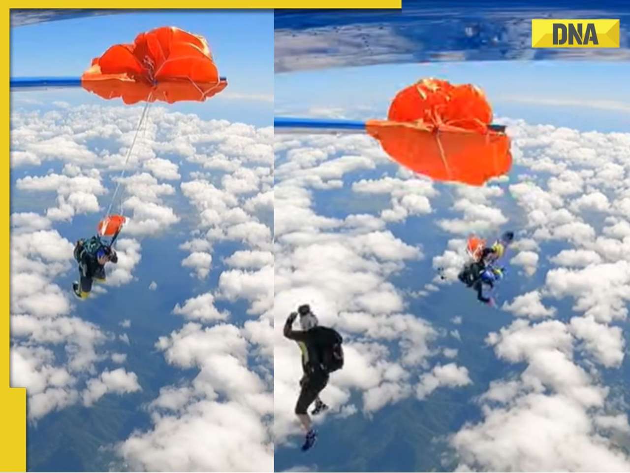 Shocking! Skydiver's parachute stuck in plane in middle of stunt, this is how he escaped, WATCH