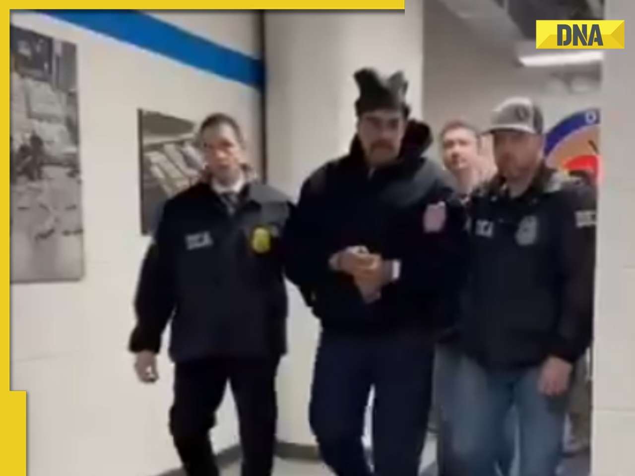 US Strikes Venezuela: Video shows Nicolas Maduro in handcuffs as he faces charges, watch viral video
