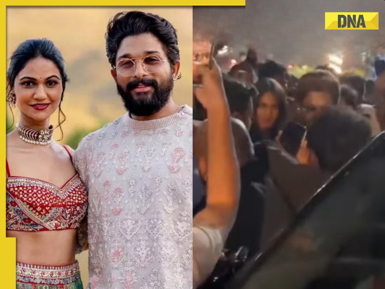 Allu Arjun tries to calm down fans as he rescues his wife Sneha Reddy from mob at a Hyderabad cafe; video goes viral