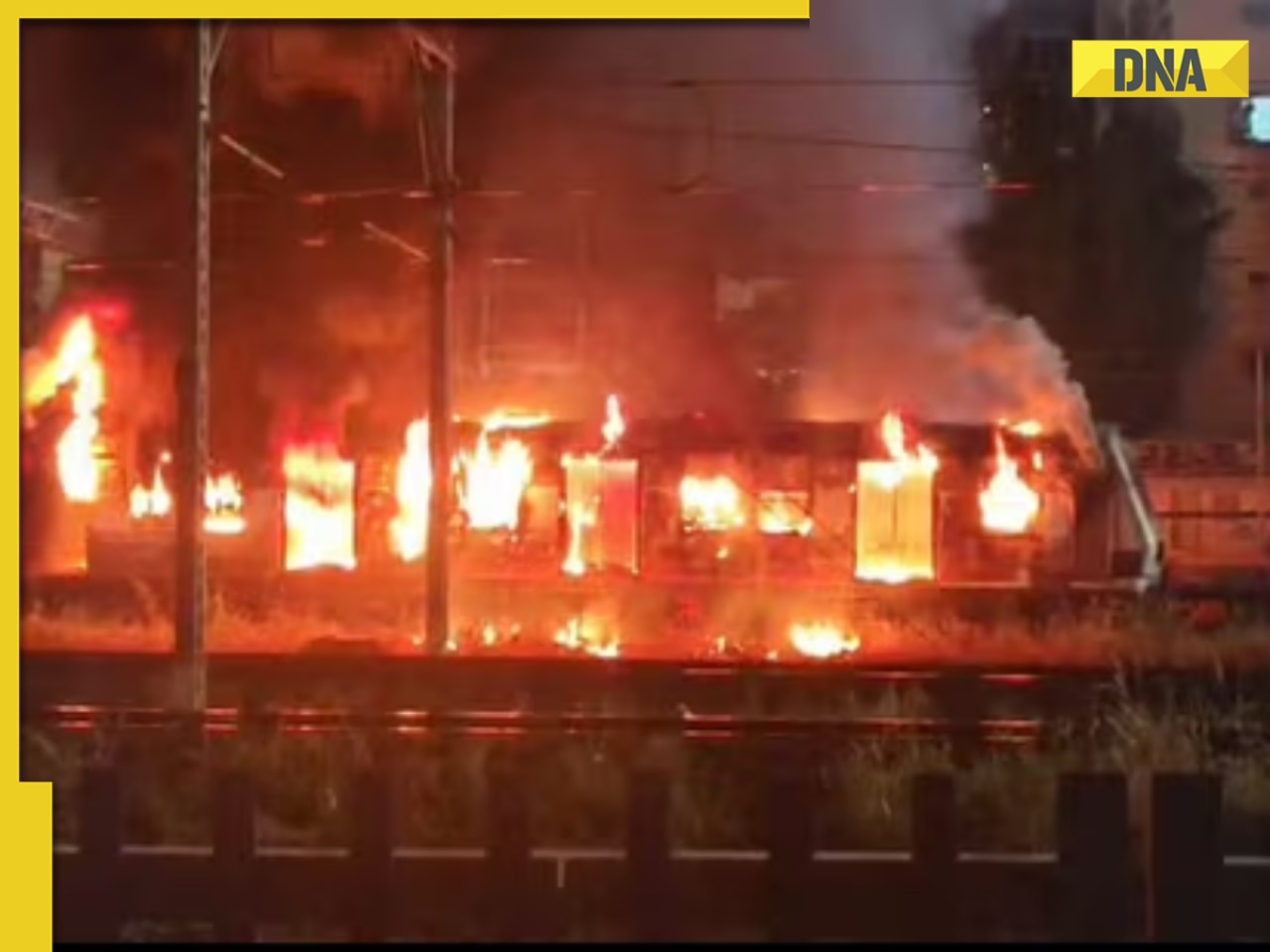 Central Railway services hit as fire beaks out in train filled with garbage in Mumbai's Kurla