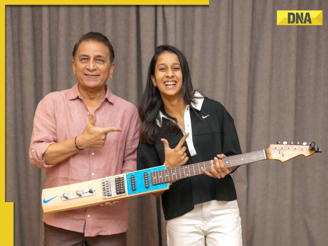 Jemimah Rodrigues gets special bat-shaped guitar from Sunil Gavaskar, performs duet with legend | WATCH