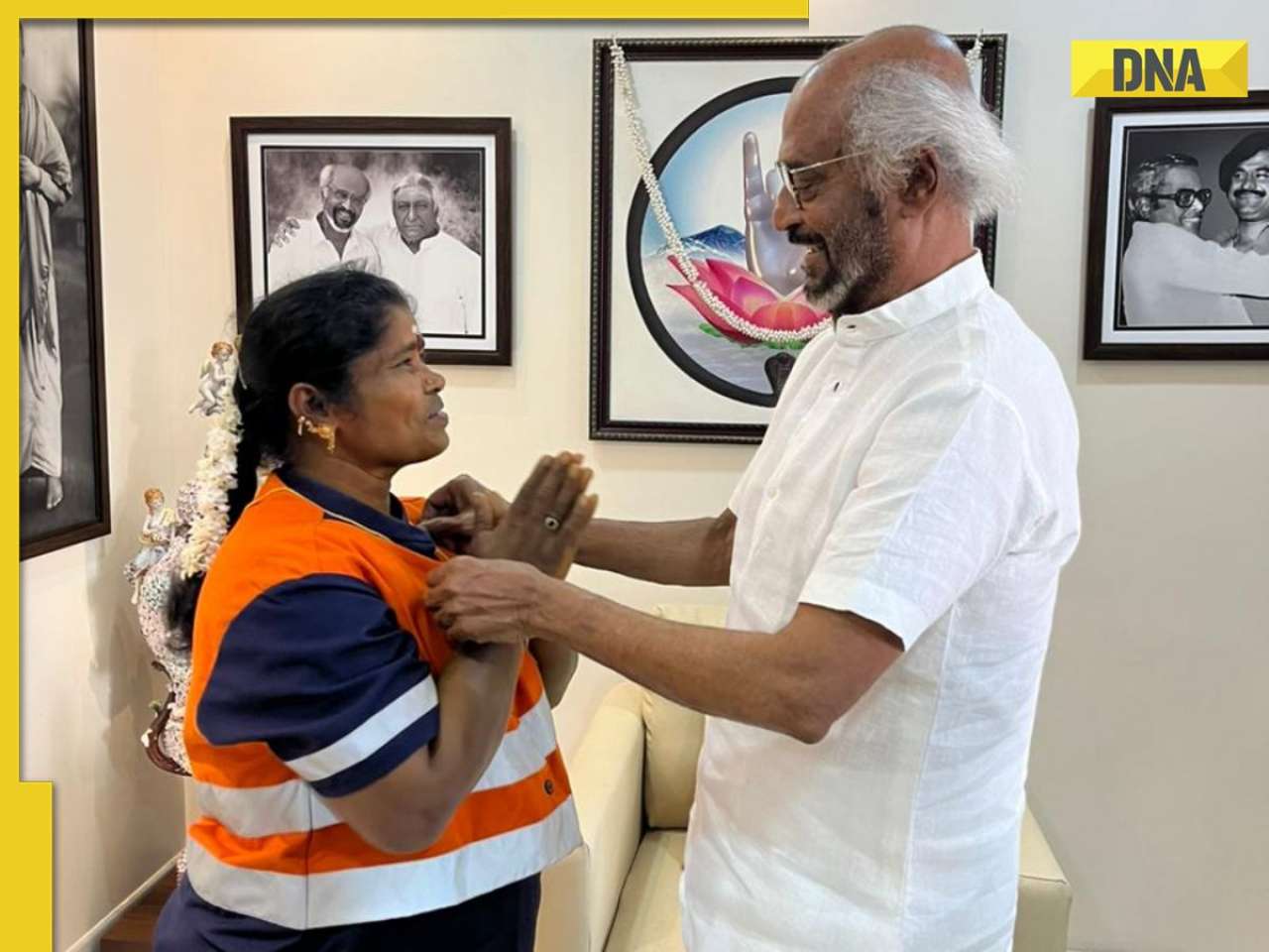 Rajinikanth honours Chennai sanitation worker, gifts gold chain for...'It’s inspiring to see...'