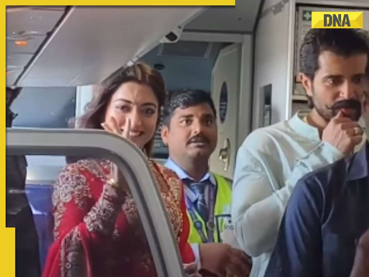Viral video: Rashmika Mandanna greets passengers on flight with Vijay Deverakonda, fans ask 'why are they flying in economy'