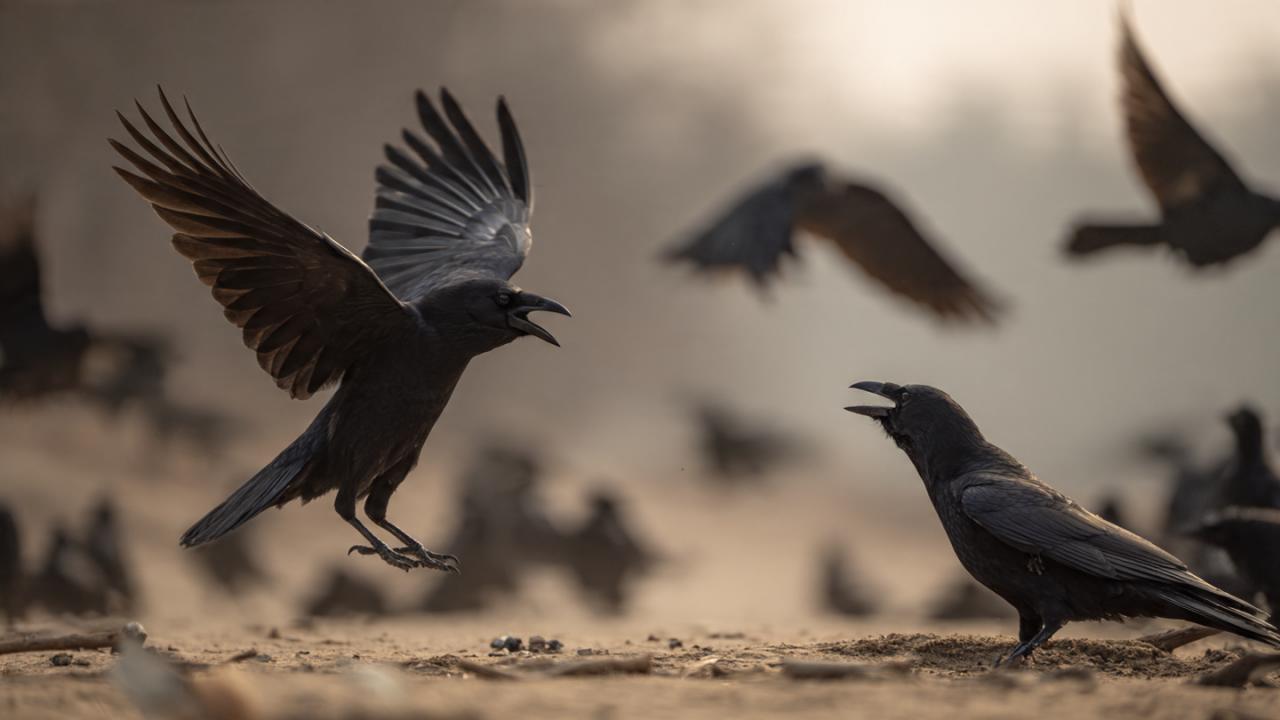 खतरे का आकलन करते हैं कौए