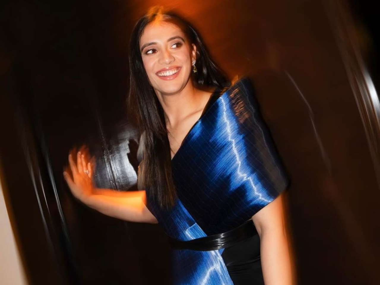 12th tribe blue dress Kali Blue Long Sleeve Velvet Dress main image 1