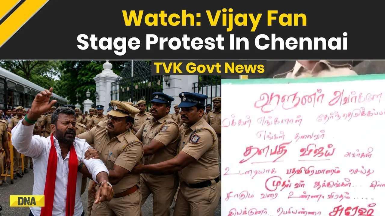 Tamil Nadu News: TVK's Supporter Protest Outside Chennai's Lok Sabha Bhavan Creates Buzz