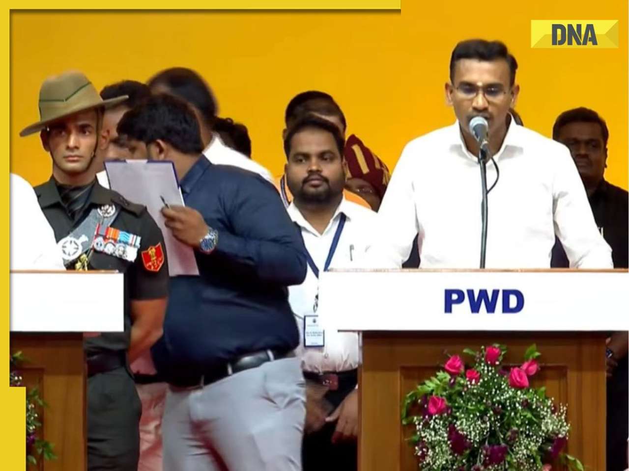 Former IRS officer KG Arunraj was sworn in as a minister in Tamil Nadu’s new TVK government led by Chief Minister Vijay.