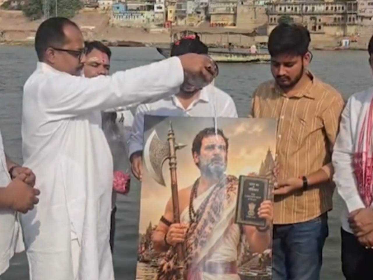 Rahul Gandhi worshipped as Lord Parashurama sparks row, Congress workers pour milk on poster, watch video