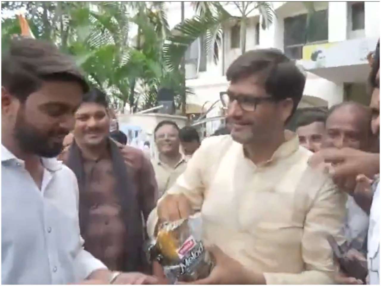 Viral video: Melody toffees steal spotlight as Congress celebrates Datia bypoll win