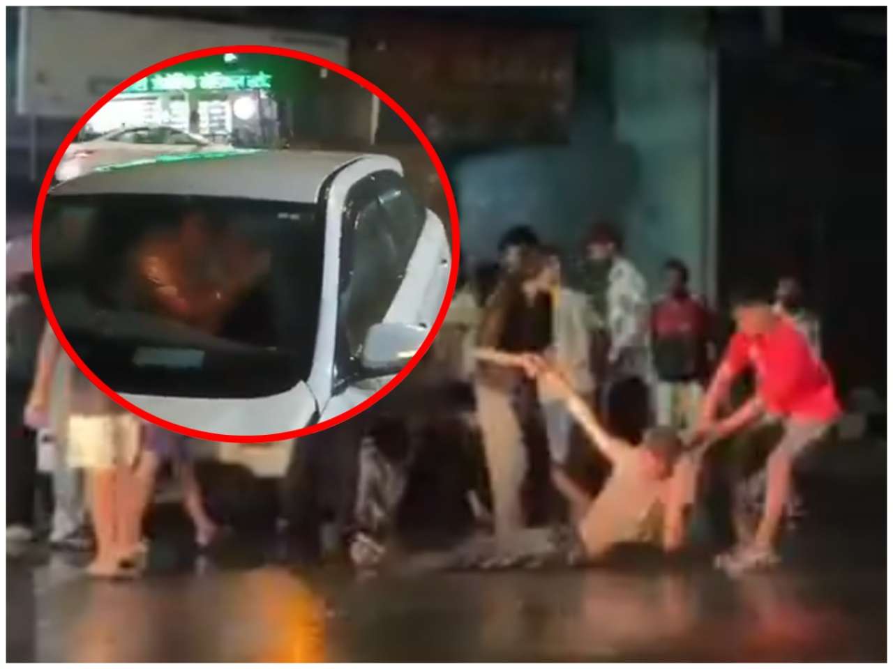 Viral video: Couple caught kissing inside wrecked car after accident in Bilaspur, beaten by locals