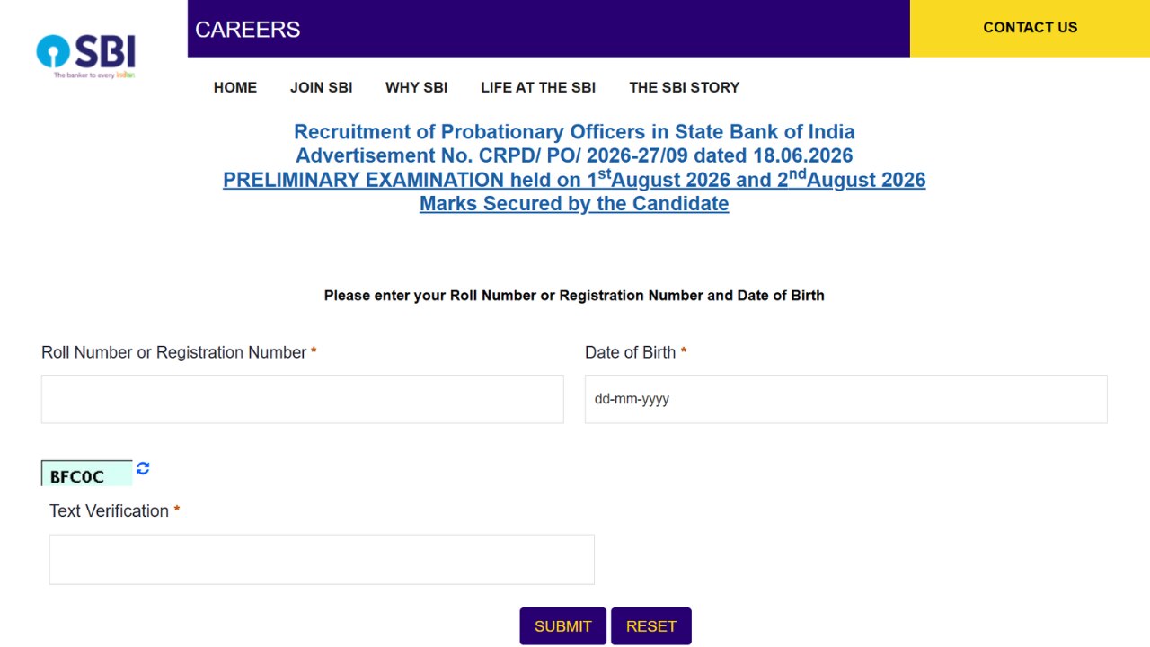 SBI PO Score Card 2026: एसबीआई पीओ प्रीलिम्स का स्कोर कार्ड जारी, sbi.bank.in पर इस लिंक से चेक करें मार्क्स