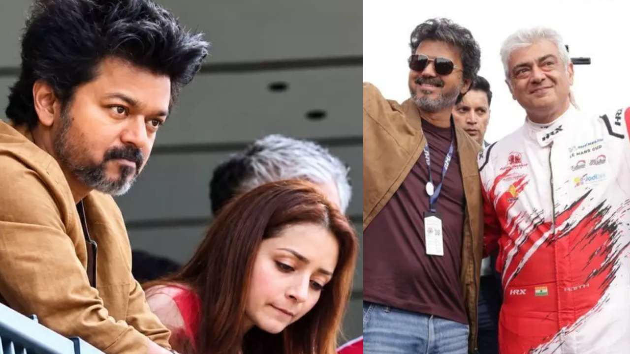 'Indian version of Coldplay kiss cam': Netizens react as Vijay, Trisha's awkward moment from Ajith Kumar's Silverstone race goes viral