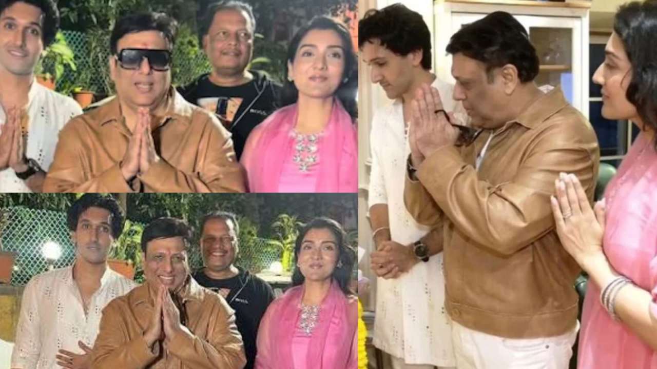 Where is Sunita Ahuja? Govinda poses with Yashvardhan and Tina at Ganpati celebrations | Watch