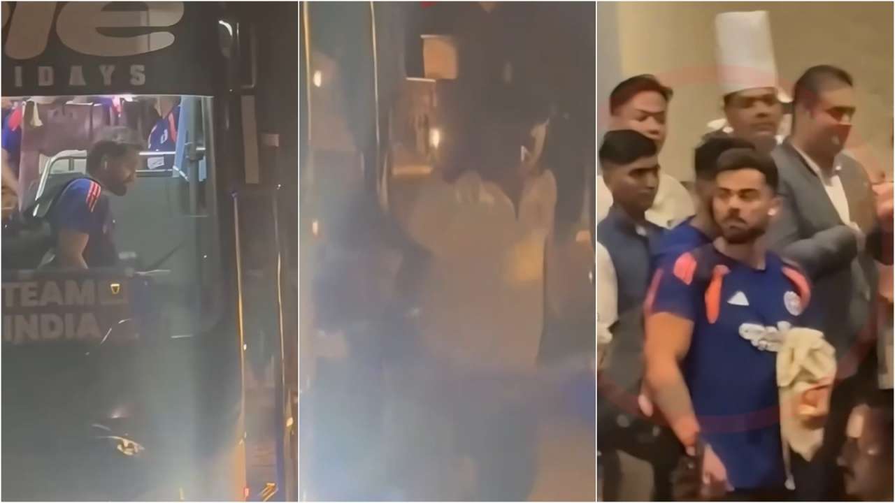 Rohit Sharma slips badly while getting off team bus, viral video sparks concern
