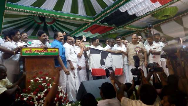 TTV Dhinakaran Launches His Party Amma Makkal Munnetra Kazhagam Unveils Flag With Jaya S Photo