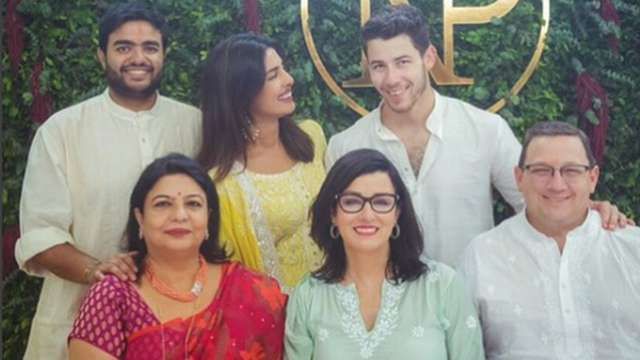 Priyanka Chopra and Nick Jonas with families