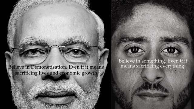 influenza especificación referir Believe in demonetization, even if it means sacrificing lives: Congress'  Divya Spandana uses Nike campaign to mock PM