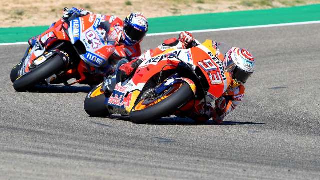 Marc Marquez (front) in action on Monday Marc Marquez (front) in action on Monday