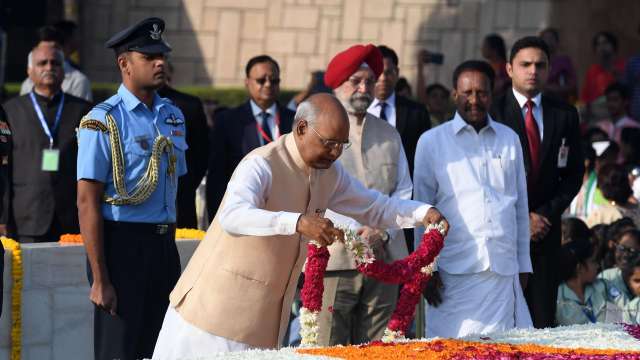 President Ram Nath Kovind pays tribute at Rajghat