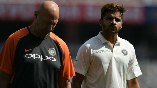 Shardul Thakur walks off the field after suffering an injury on Friday