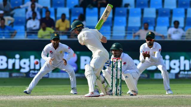 Australian captain Tim Paine bats during the first Test against Pakistan in Dubai Australian captain Tim Paine bats during the first Test against Pakistan in Dubai