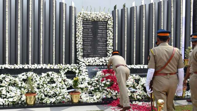Mumbai Police pay their respects at the Police Memorial