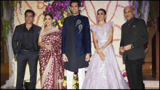 Hum Aapke Hain Koun Salman Khan Madhuri Dixit Revisit 1994 Sooraj Barjatya Classic At Devaansh S Wedding Reception Wedding receptionahujas anand dixit sonam kapoor madhuri. salman khan madhuri dixit revisit 1994