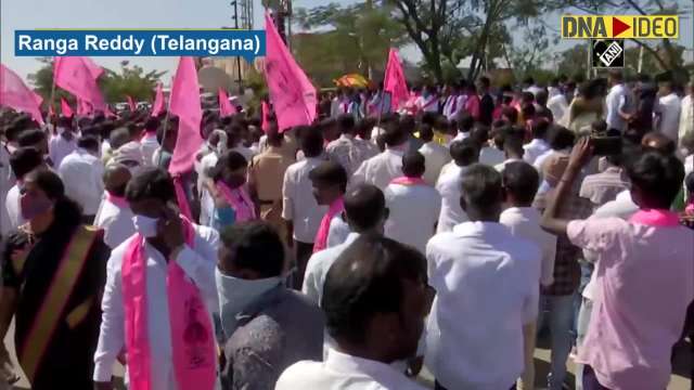 TRS Leaders Hold Protest In Support Of 'Bharat Bandh' In Telangana