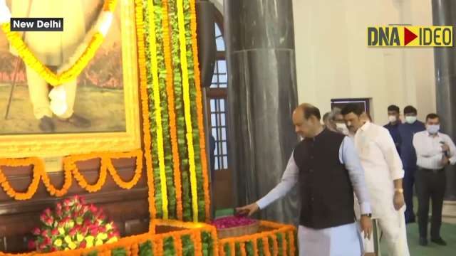 Lok Sabha Speaker Om Birla pays floral tribute to Maulana Abul Kalam