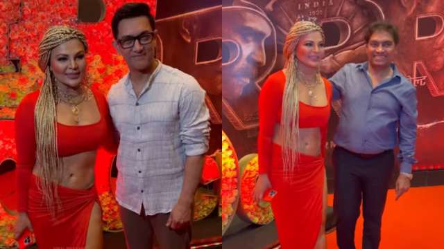 RRR: Rakhi Sawant poses with Aamir Khan, Johnny Lever at film's success  party