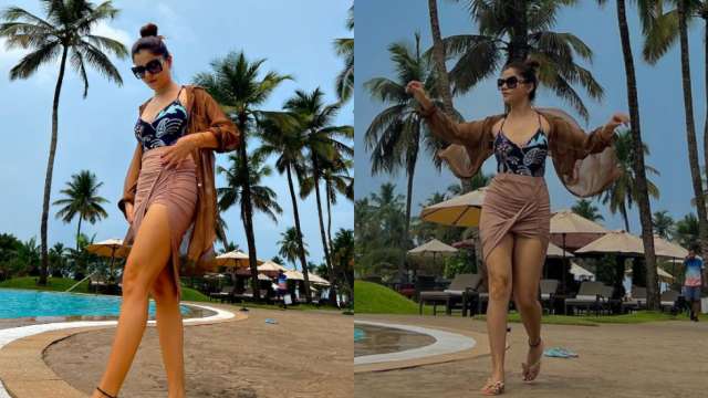 Rubina Dilaik raises temperature in printed swimsuit, drops photos from Goa beach