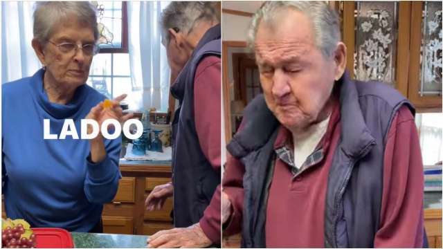 Priceless expressions! 90-year-old foreign couple tries Indian snacks for first time, watch - Vimarsana News
