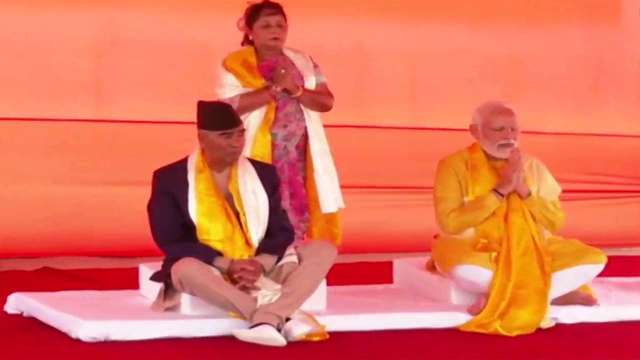 PM Narendra Modi prays at Mahamaya Devi Temple in Lumbini with Nepal PM Deuba - Vimarsana News