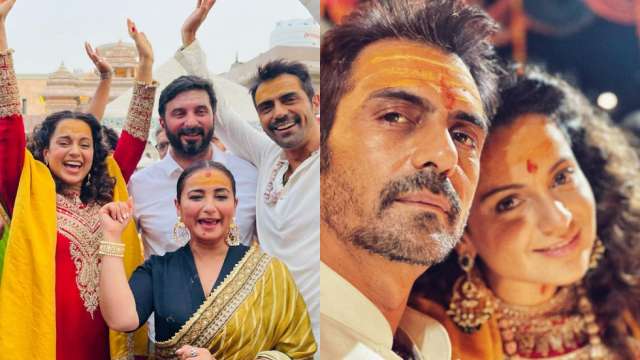 Dhaakad: Kangana Ranaut, Arjun Rampal visit Kashi Vishwanath Temple ahead of film’s release