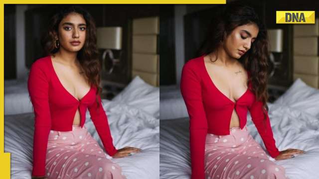 640px x 360px - Priya Prakash Varrier looks sizzling hot in red top featuring plunging  neckline