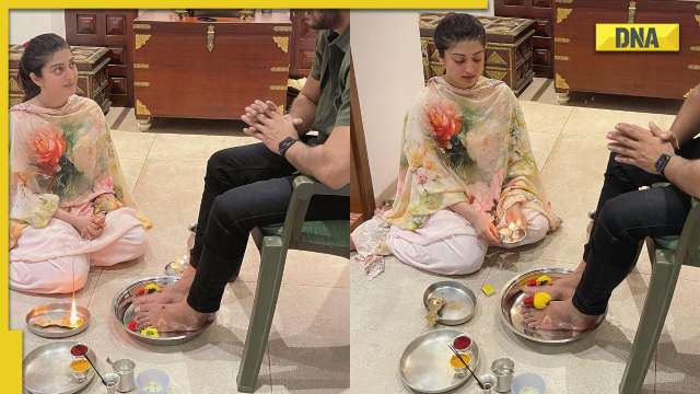 Pranitha Subhash gets brutally trolled for sitting at husband's feet during pooja, she reacts - Vimarsana News