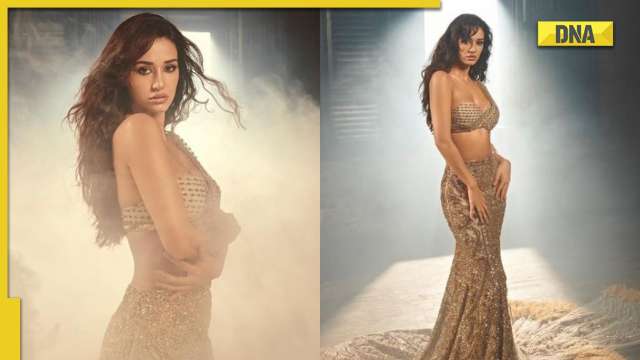 Disha Patani looks mesmerising in sexy golden bralette teamed with matching lehenga - Vimarsana News