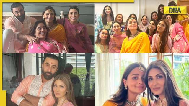 Alia Bhatt baby shower: Karisma Kapoor, Riddhima, Neetu Kapoor pose with father-to-be Ranbir Kapoor - Vimarsana News