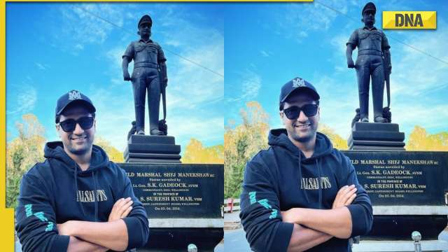 Sam Bahadur star Vicky Kaushal poses next to Field Marshal Sam Manekshaw’s statue