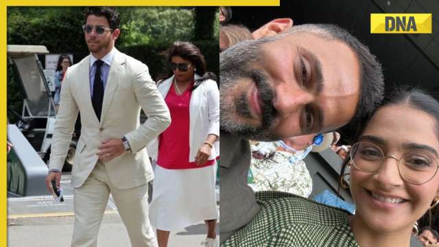 Sonam Kapoor looks elegant with Anand Ahuja at Wimbledon, Nick Jonas attends men’s finals with Madhu Chopra – See pics