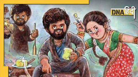 Amul Cartoon for allu arjun pushpa