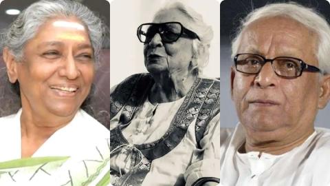  Krishna Sobti, S Janaki and Buddhadeb Bhattacharjee. (File Photo)