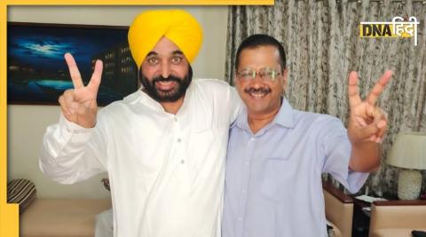 Arvind Kejriwal with Bhagwant Mann.