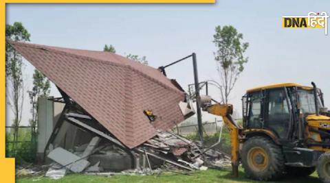 noida authority demolished bulldozer over illegal farmhouse and property 