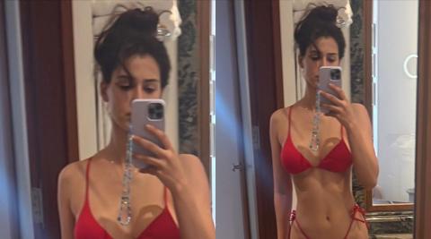 Disha Patani Red Bikini Top