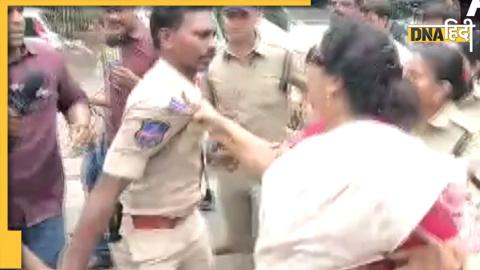 रेणुका चौधरी ने पकड़ लिया पुलिसकर्मी का कॉलर