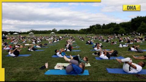 practice session ahead of International Day of Yoga in Washington