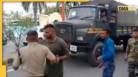 Army vs Police: collision between the vehicles, army and police personnel fight in road