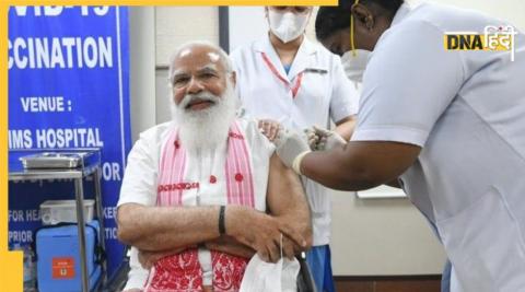 PM Narender Modi taking Vaccination