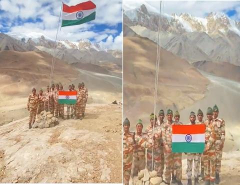 ITBP के जवानों ने 18,400 फीट पर फहराया राष्ट्रीय ध्वज